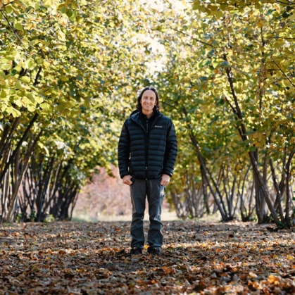 Tom Molnar near american hazelnut bushes