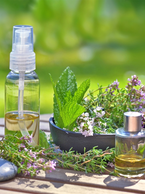 Bottles of essential oils