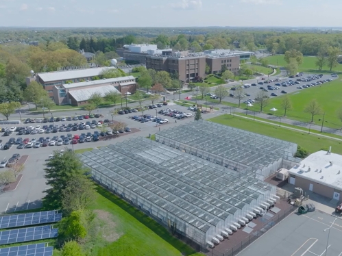 Aerial photo of greenhouses