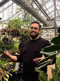 Gary Altman in the floriculture greenhouse